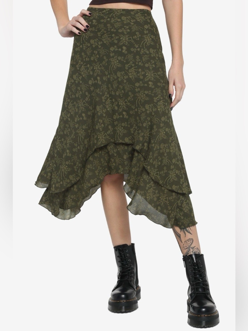 Thorn & Fable tiered skeleton fairies midi skirt-small NWOT